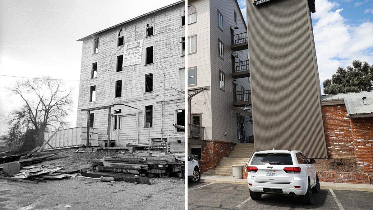 The Granary building on Riverside Avenue in Paso Robles, which was built as a flour mill in 1891, was cleared for renovation in January 1987 and now has taken on a new life.