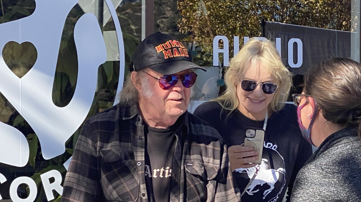 Neil Young signing copies of his latest album at Traffic Records in Atascadero on Friday, Dec. 8, 2023.