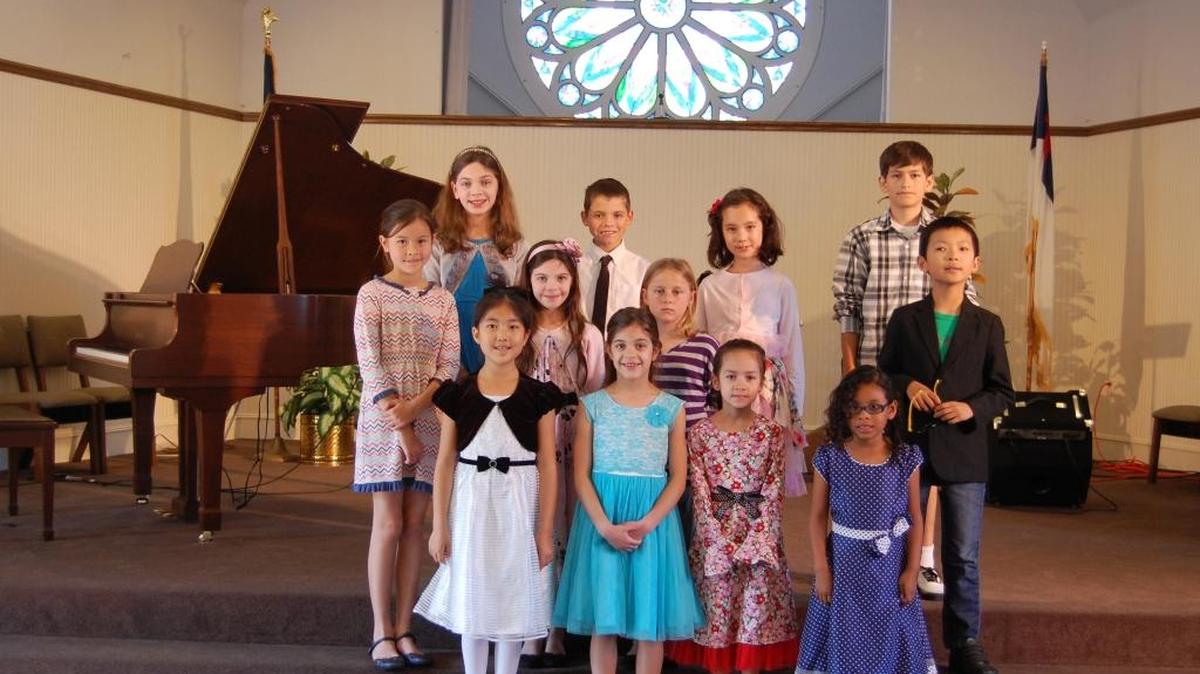 The Central Coast Music Teachers Association recently hosted a piano recital at at First Baptist Church in Cambria. Students performers are: from left, back row, Sarah Girges and Santiago Predazzi of Santa Maria, Rebecca Gehlmann of Paso Robles and Andy Garcia of Cambria; middle row, Kate Harrington of Paso Robles, Hannah Girges of Santa Maria, Lily Hoffman of Cambria and Andy Shen of San Luis Obispo; front row, Suri Kim and Avah Girges of Santa Maria, Unika Bailey of Paso Robles and Akira Bree Carlon of Santa Maria.