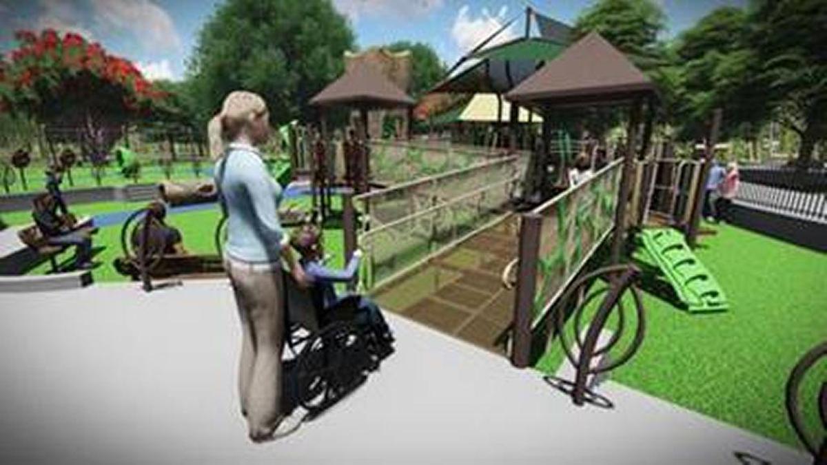 This artist rendering shows some of the planned play equipment to be installed at the Joy Playground in Atascadero.