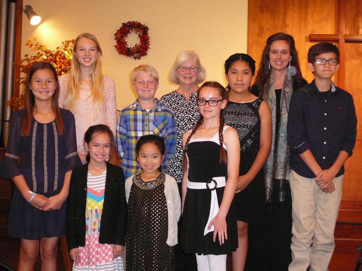 Some of the participating students and teachers at the recent piano auditions for the upcoming the California Association of Professional Music Teachers state regional festivals include (front row, from left): Kate Harrington, Unika Bailey, Sophia Ang, Kendall Krulikowski; and (back row, from left) Audrey Dart, Kyle Dart, teacher Deborah Lagomarsino, Hatzumy Ramirez, teacher Emily Fitzgerald and Andy Garcia.