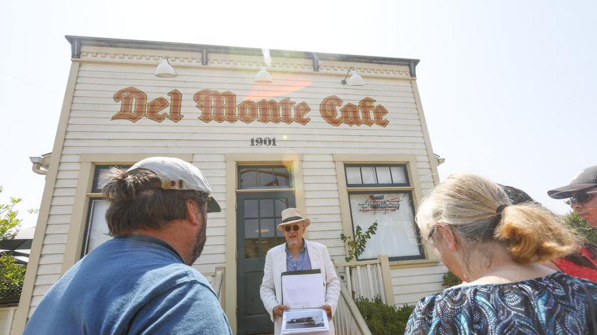 In this file photo, local historian James Papp leads a walking tour of San Luis Obispo. Papp is facing dismissal from the city’s Cultural Heritage Committee.