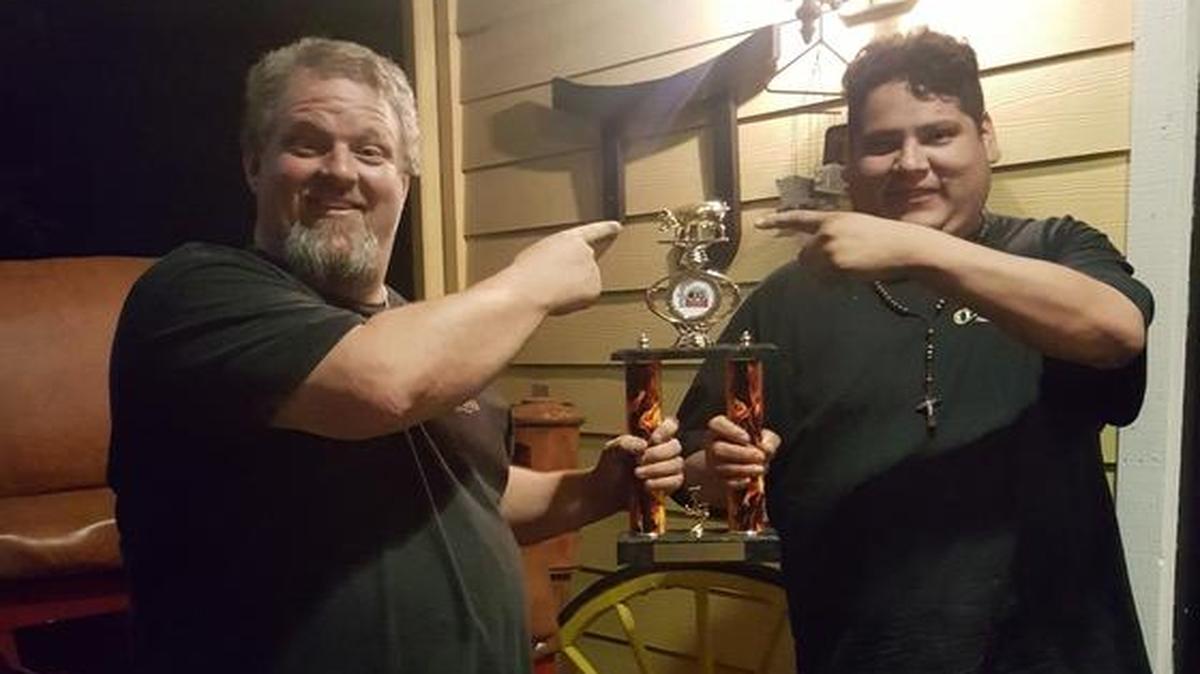 Michael Stevens, left, and Adolfo Quesada recently competed in the California State Barbecue Championships, taking home the bronze for Stevens’ barbecue rib recipe.