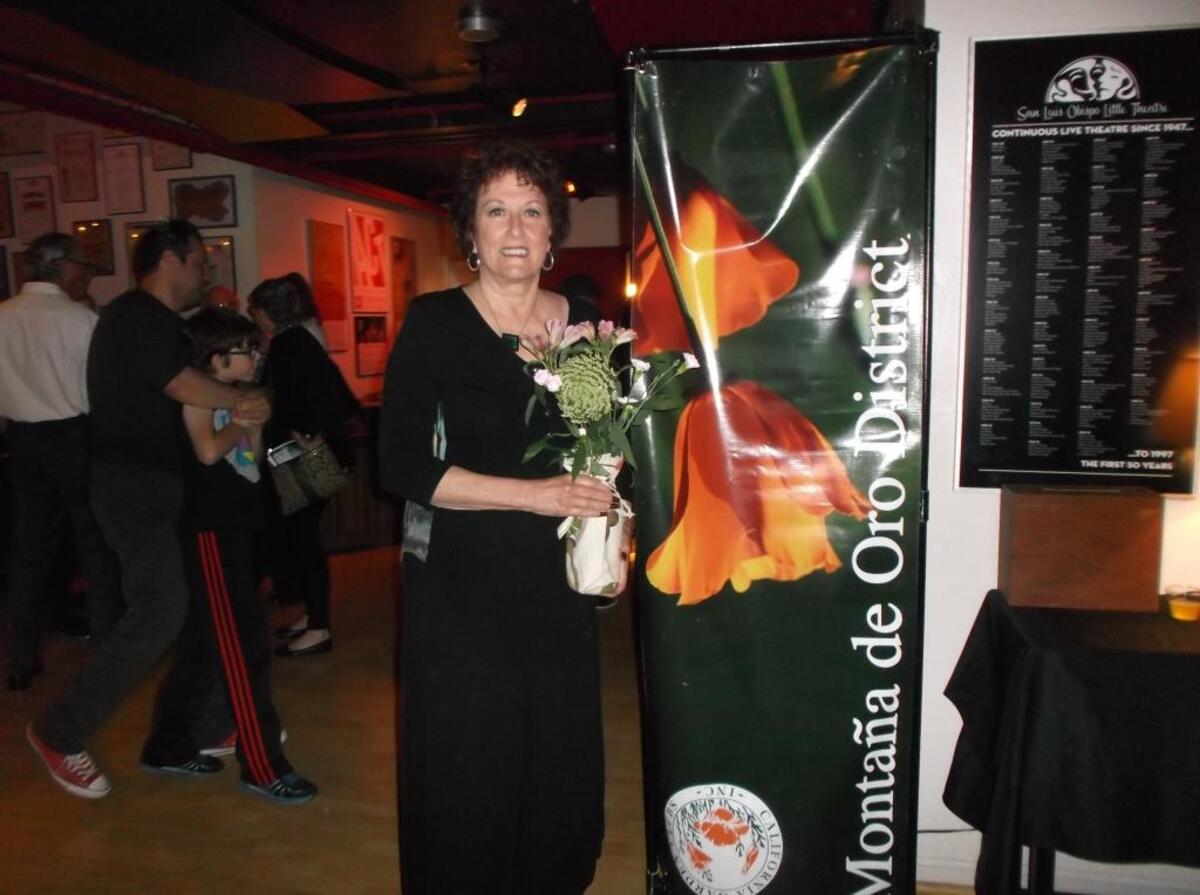 Mildred Benson, district director of the Montaña de Oro District Garden Clubs, at a benefit fundraiser hosted by the San Luis Obispo Little Theatre.