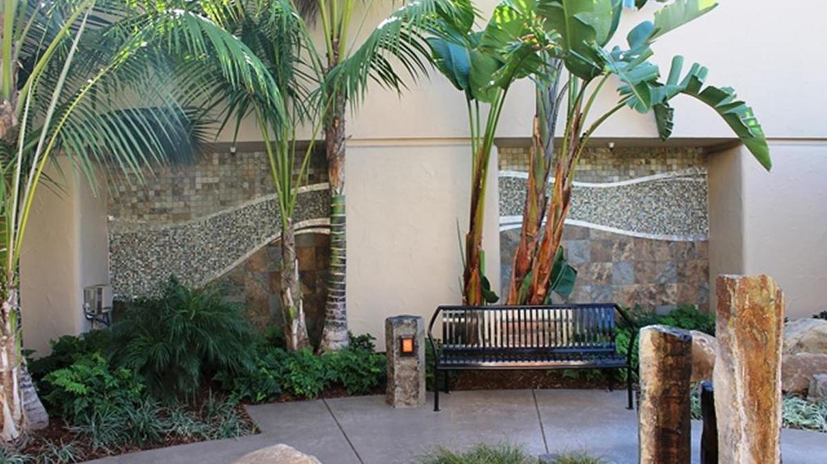 Thanks to a grant from the Harold J. Miossi Charitable Trust, French Hospital Medical Center was able to add five art pieces to its new healing garden. Shown here is the reflection wall.