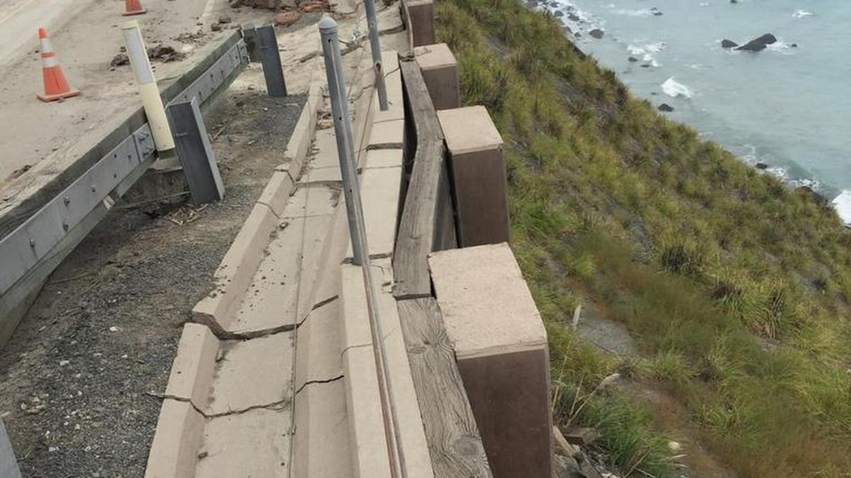 Caltrans reinforcing material at Paul’s Slide in late May.