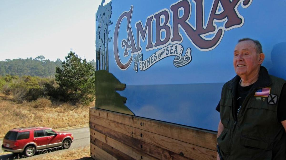 Mel McColloch, president of the Cambria Chamber of Commerce, was a driving force behind the Highway 1 sign installed at the north end of Cambria.