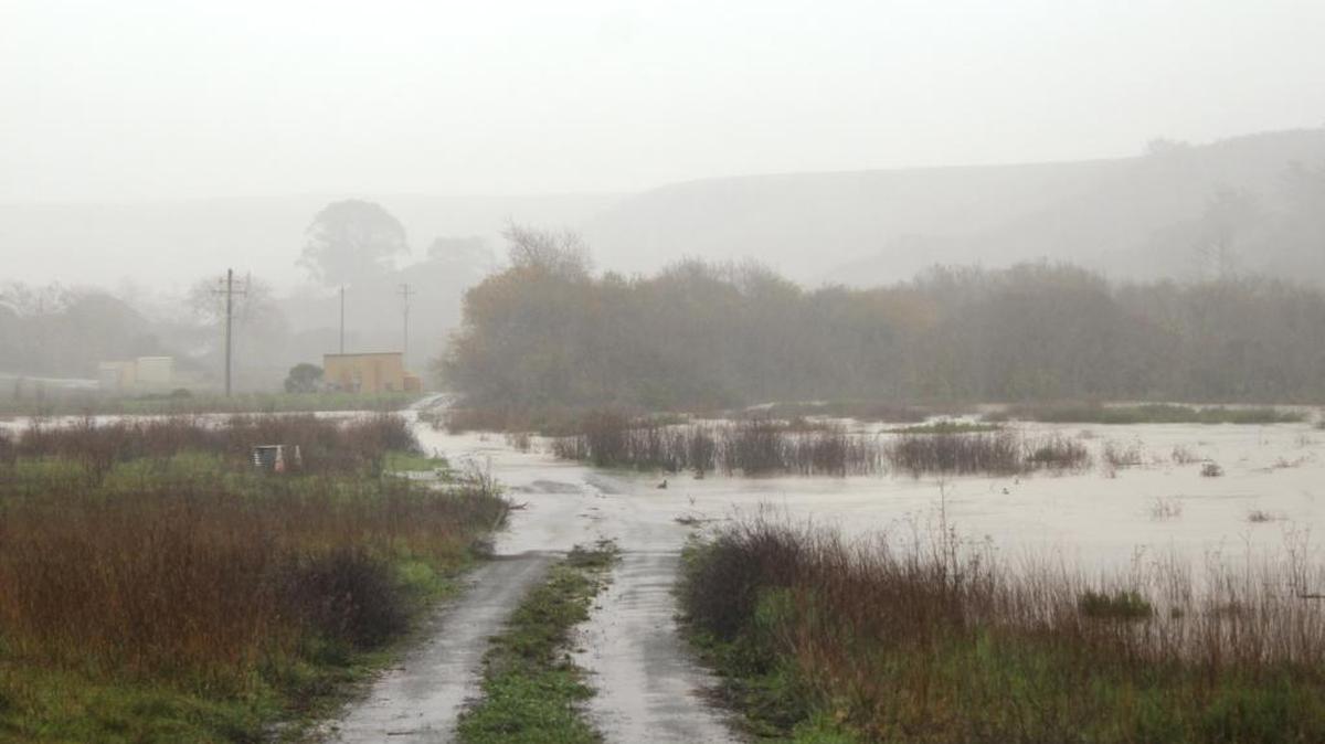 Floodwaters on Cambria Community Services District property in early January.
