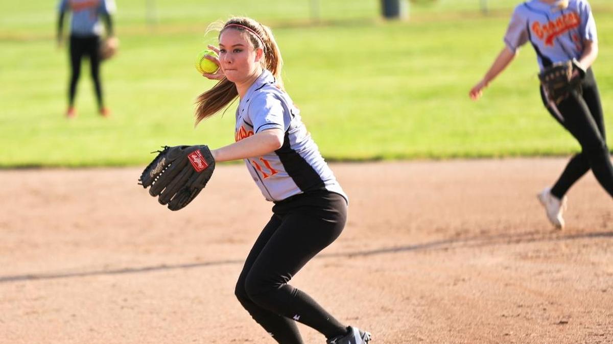 Senior infielder Maddie May drove in the only run against Morro Bay on March 10. Here she records a putout March 4 against Mission Prep.