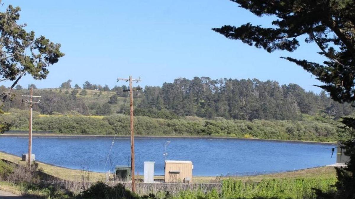 Water levels at the Cambria Community Services District containment pond have dropped somewhat since this photo was taken during the spring.