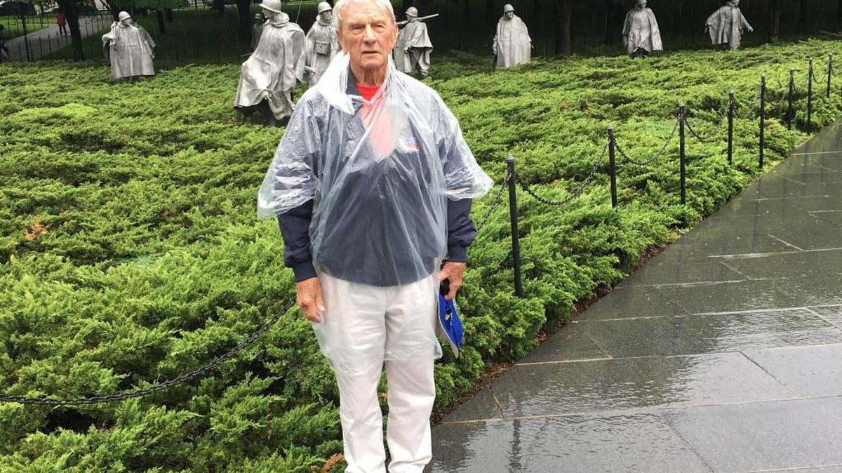 John Sampson visits the Korean War Memorial in Washington, D.C., on his recent Honor Flight trip.
