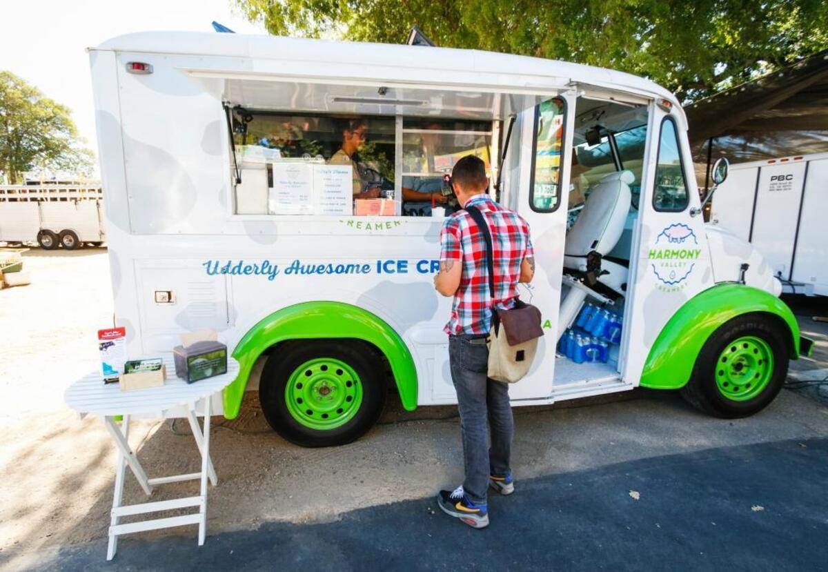 The Harmony milk truck serves up ice cream at the California Mid-State Fair in 2017.