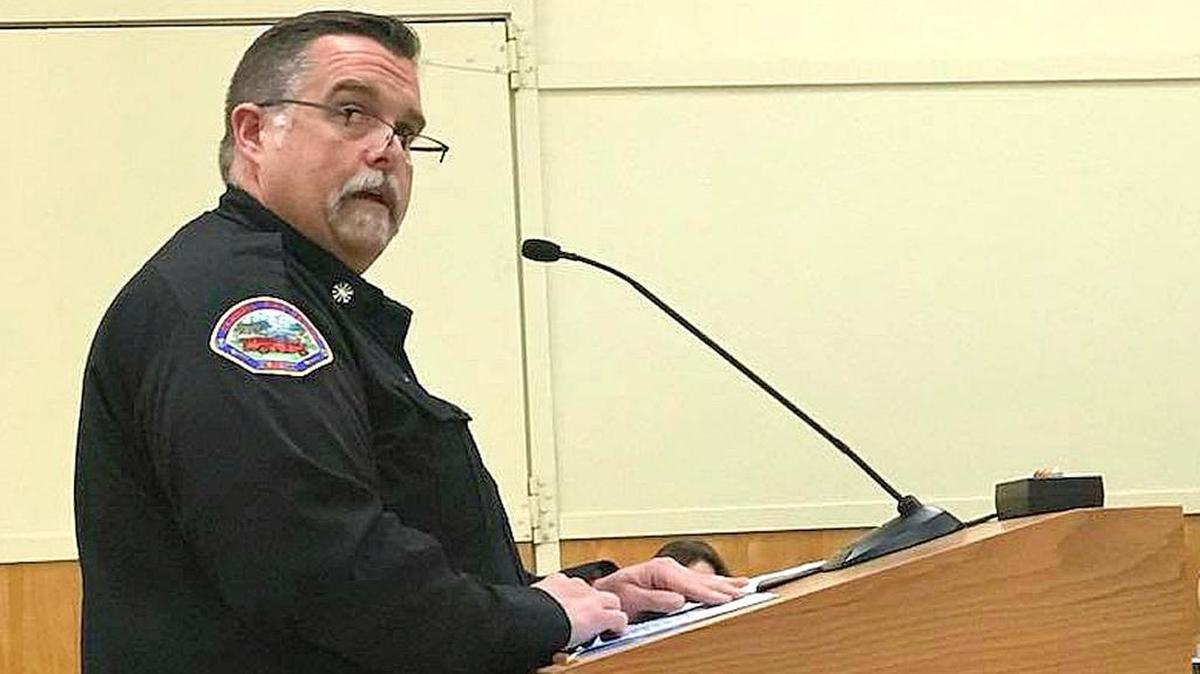 Cambria Fire Chief William Hollingsworth speaks to the community services board Thursday, Jan. 18, 2018, about a proposal to fund three firefighters for the department.