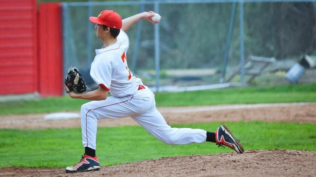 Chase Volz pitches earlier this season. He had two hits, drove in a run and pitched three innings for Coast Union in a 12-0 win over Shandon.