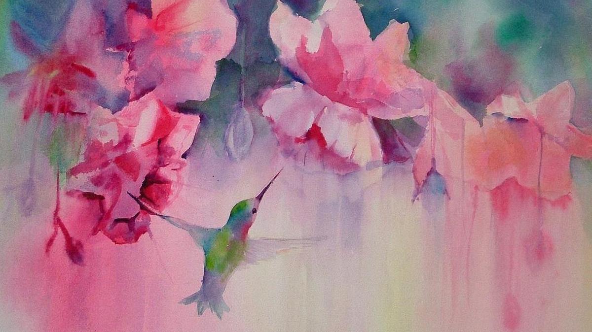 “Hummer & Fucias” by Jan Walker.