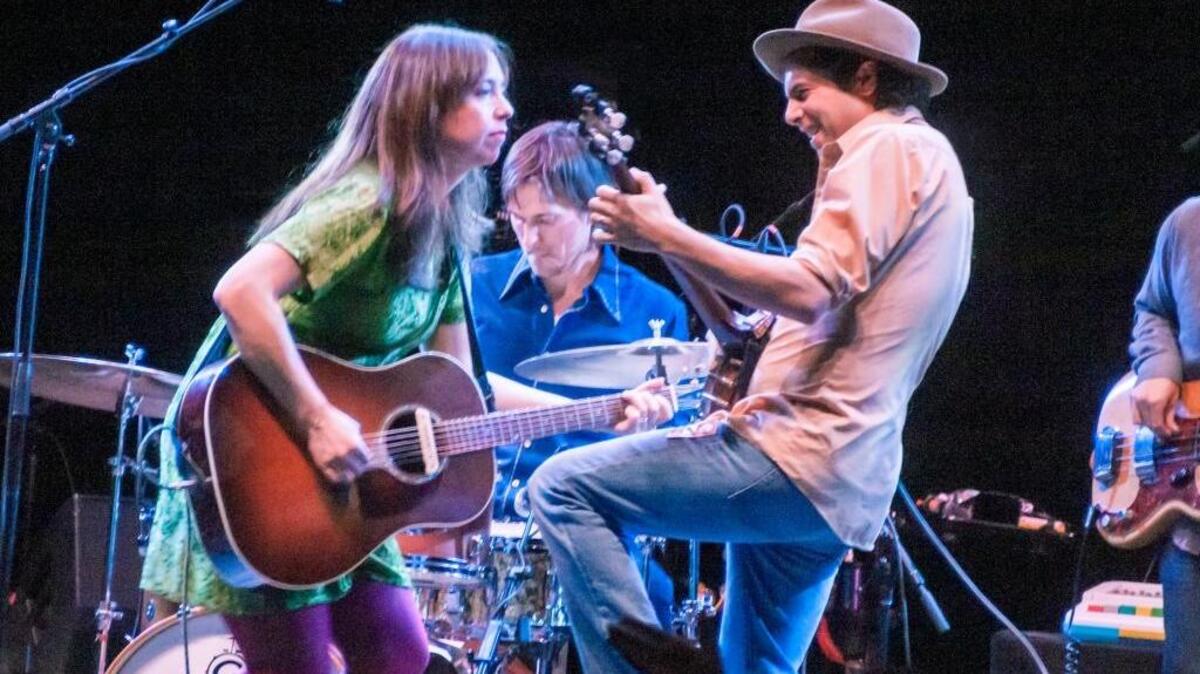 Mike + Ruthy play during their opening gig for the B-52s at the Capitol Theatre in New York in February.