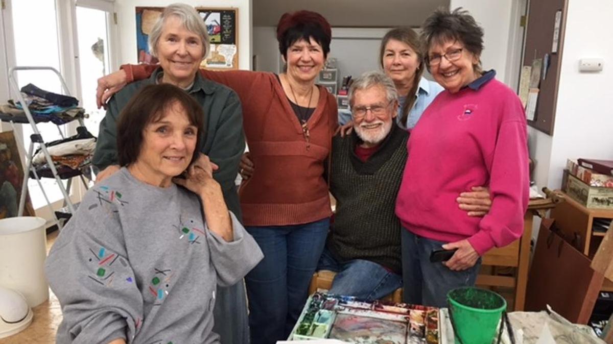 From left, Kathi Rippe, Martha Kingsbury, Holly McCain, Art Van Rhyn, Pat Wilmott, Jeanette Wolff will participate in the Quick Draw event at the Farmers Market.