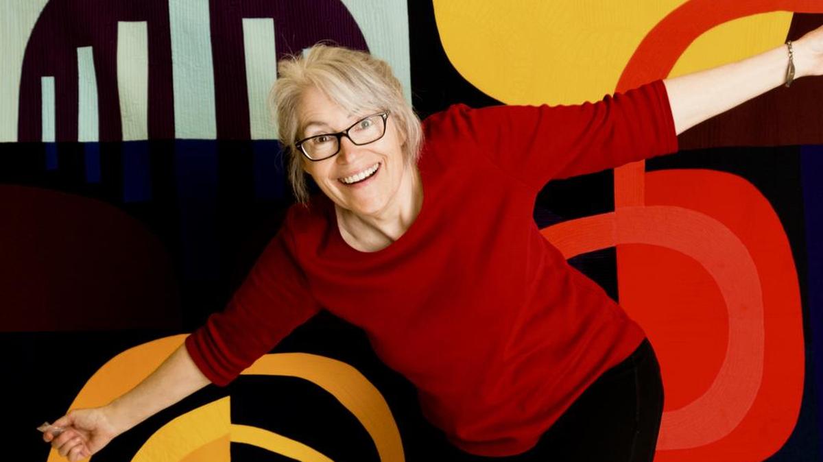 Quilter Sharon Casey with “Crop Circles.”