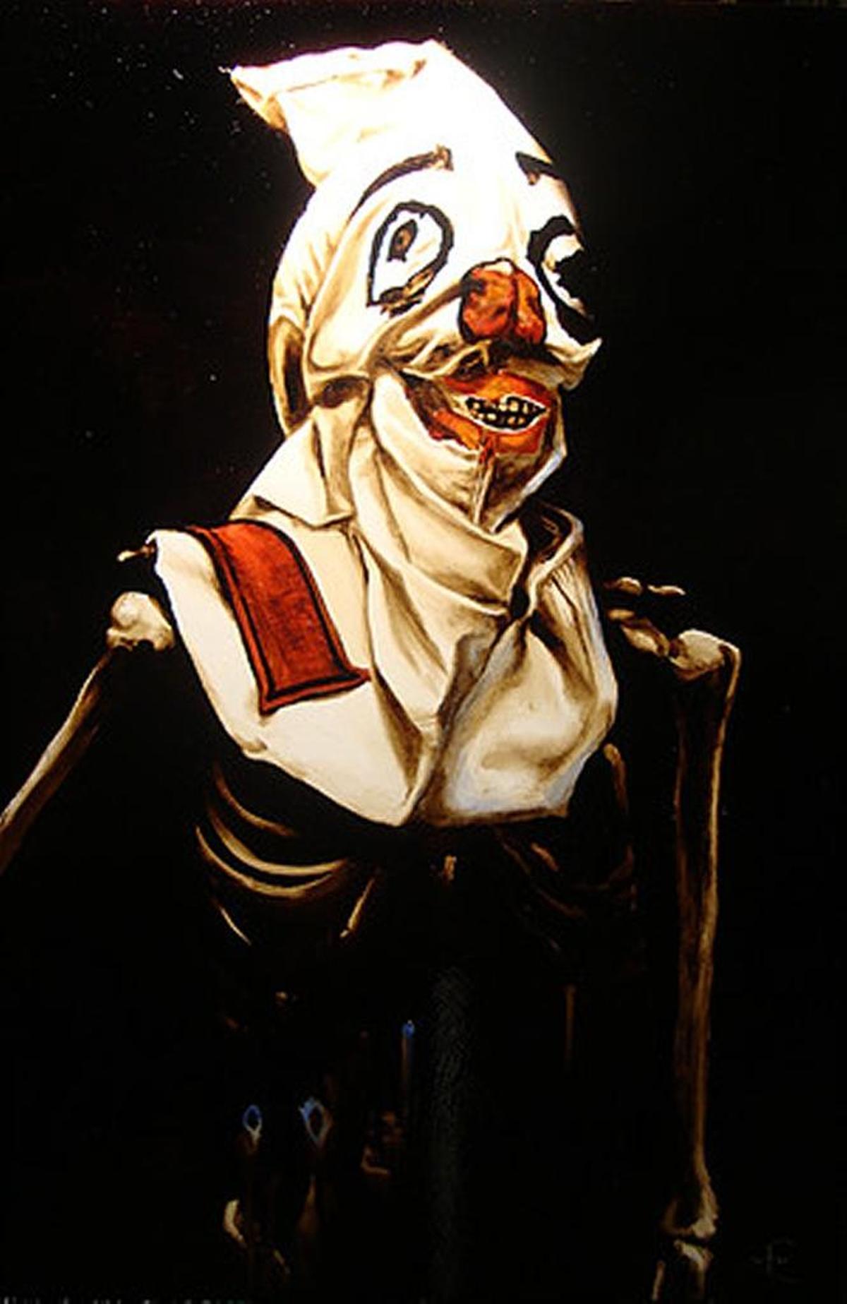 “Laughing Stock” by Edward Walton Wilcox is based on the medieval punishment of putting a sack over the head of a thief.