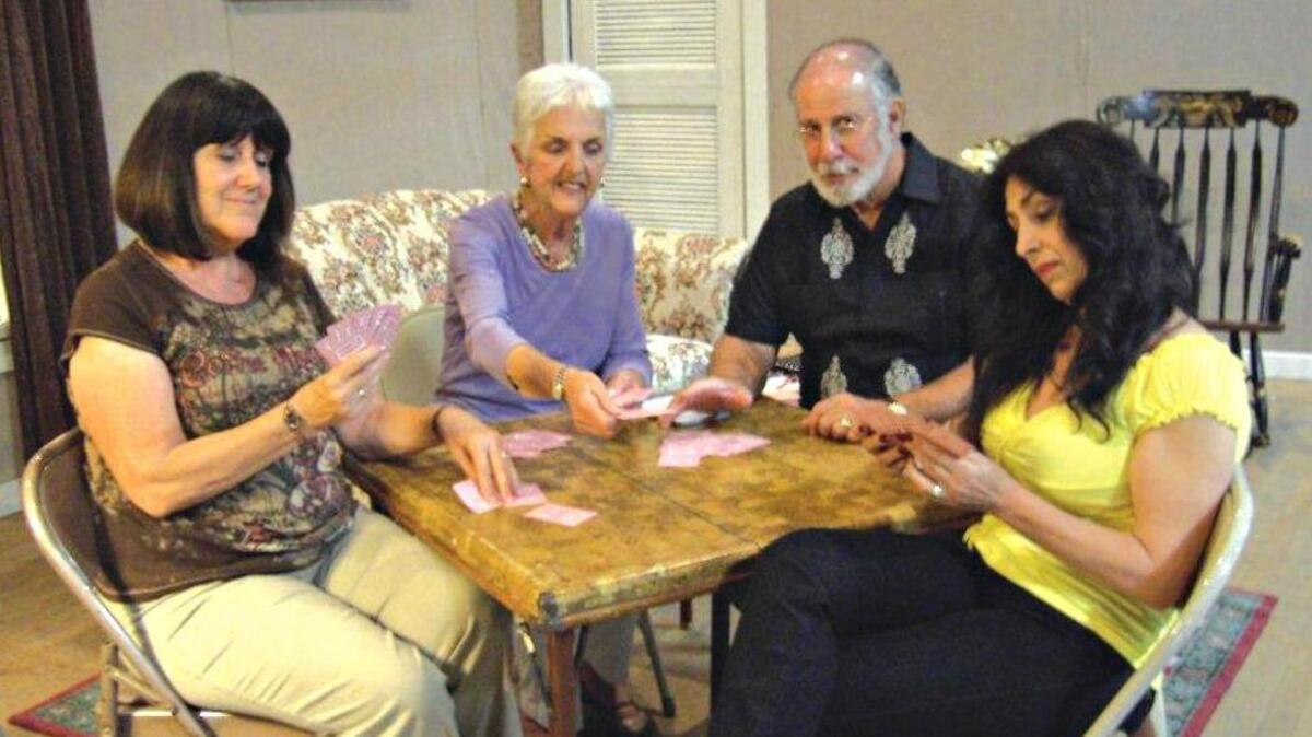 Nancy Green, second from left, appears in “Bridging the Gap,” an original comedy by Cambria resident Rosann Balbontin staged at Cambria Center for the Arts Theatre in 2010. Also pictured, from left, are Sandy Bosworth, Jerry Praver and Diane Steele.