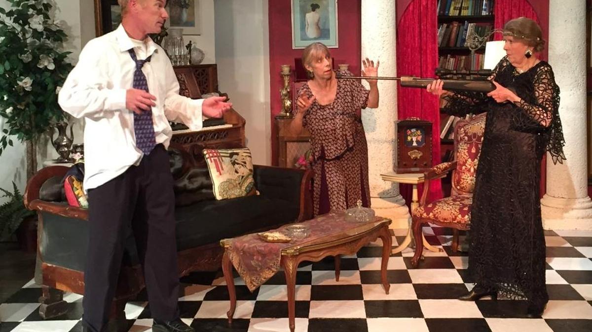 Tim Linzey, Toni Young and Anne Young star in “The Golden Age” at the Pewter Plough Playhouse.
