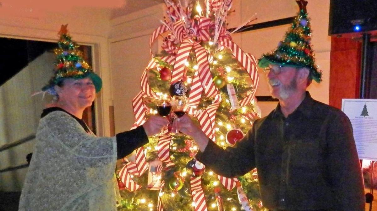 Wendy and Brian Sheridan share a toast at last year’s Cambria Festival of Trees.