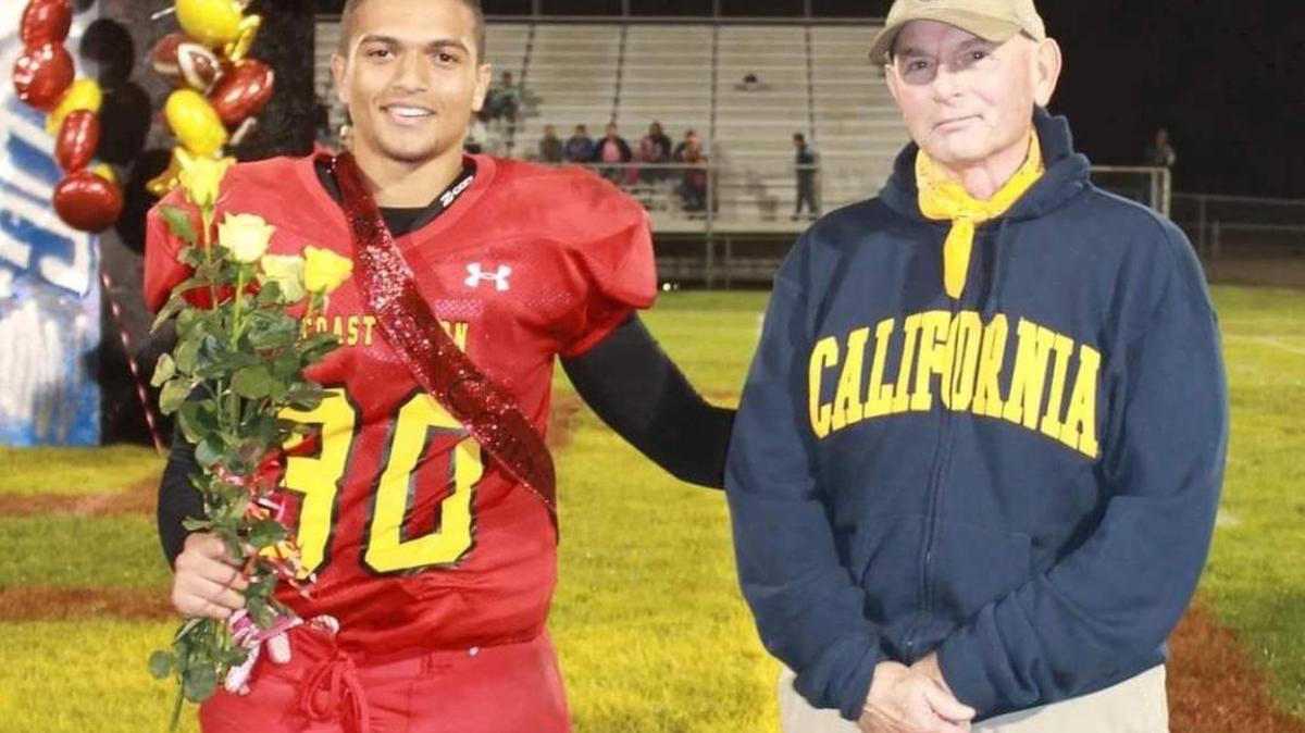 Jimmy Welch and his late father, James Welch, at the Coast Union High School Homecoming game.
