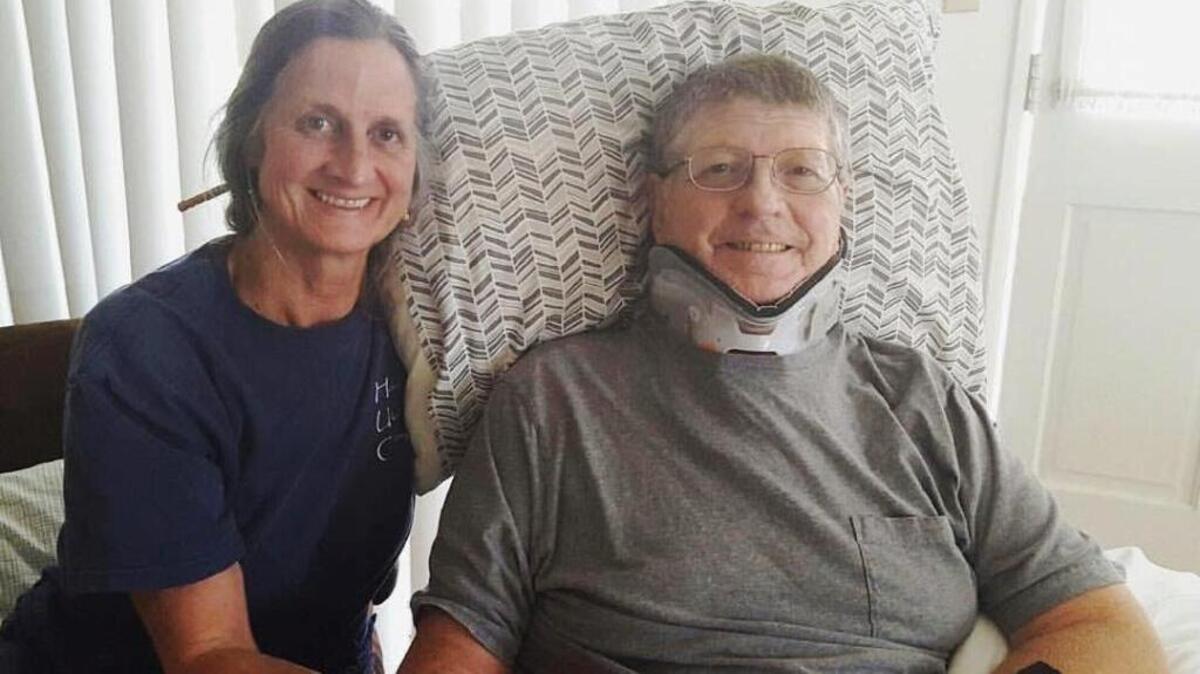 Jan and Earl Moon have faced challenges with care providers and insurance companies since a fall from a ladder left him a quadriplegic. The couple is seen here in 2015.