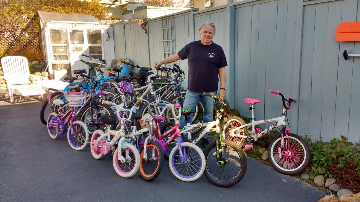 Jim Ellman has delivered about 1,500 bikes to needy individuals in San Luis Obispo County over the past 18 years. This is his last large delivery.