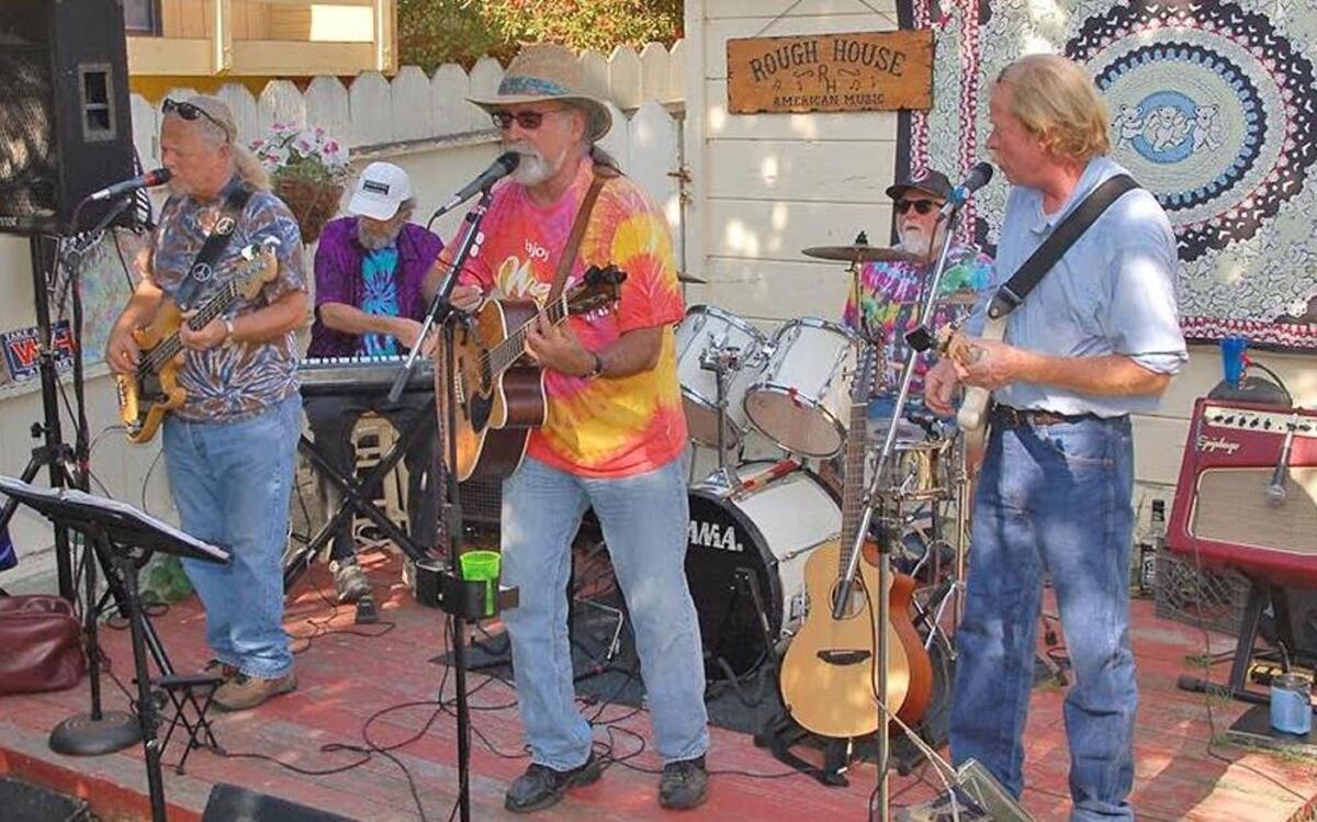 The Rough House Band, performing on the author’s “stage” at a previous party (and will be at this year’s party, as well!).