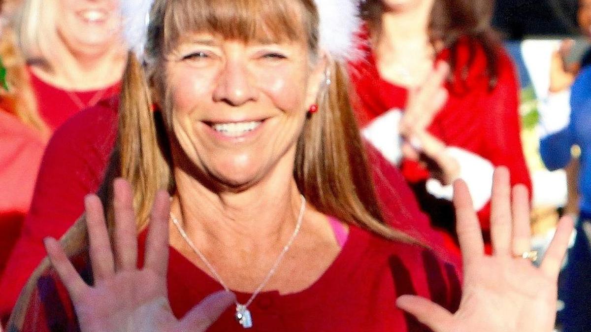 Deanna Voelker donned a Santa suit and hat for a performance of Dancers by the Sea in December.
