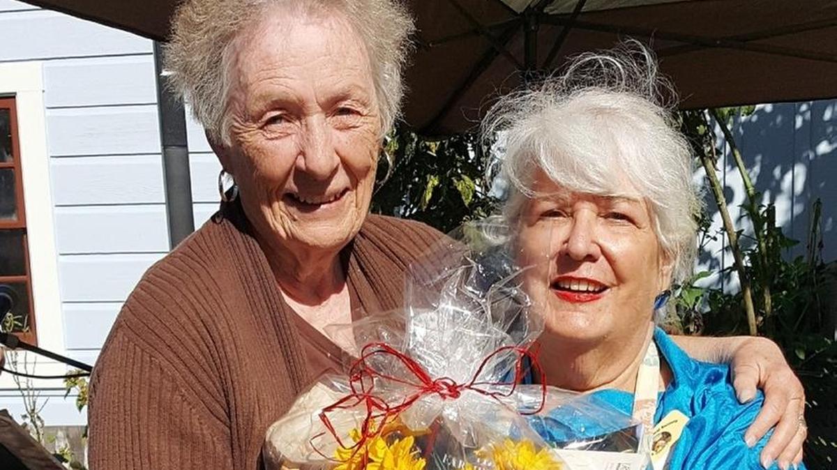 Pat Williams, left, with the columnist, won $250 worth of local products for her Chocolate Pecan Pie in the popular vote at the Harvest Pie Contest, co-sponsored by The Cambrian’s Culinary Corner and Shanny Covey of Robin’s Restaurant. Debbie Johnson won the Judges’ Award for her Chocolate Ganache Pumpkin Pie.