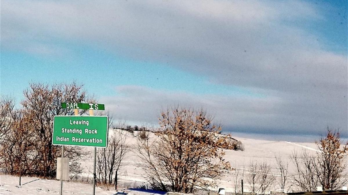 Snow covers the ground near Standing Rock Indian Reservation in North Dakota.