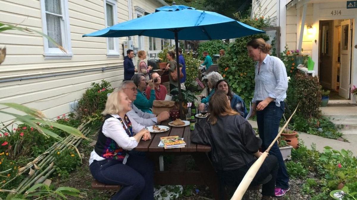 Cambrians enjoy a potluck Sunday at the Bridge Street Inn.