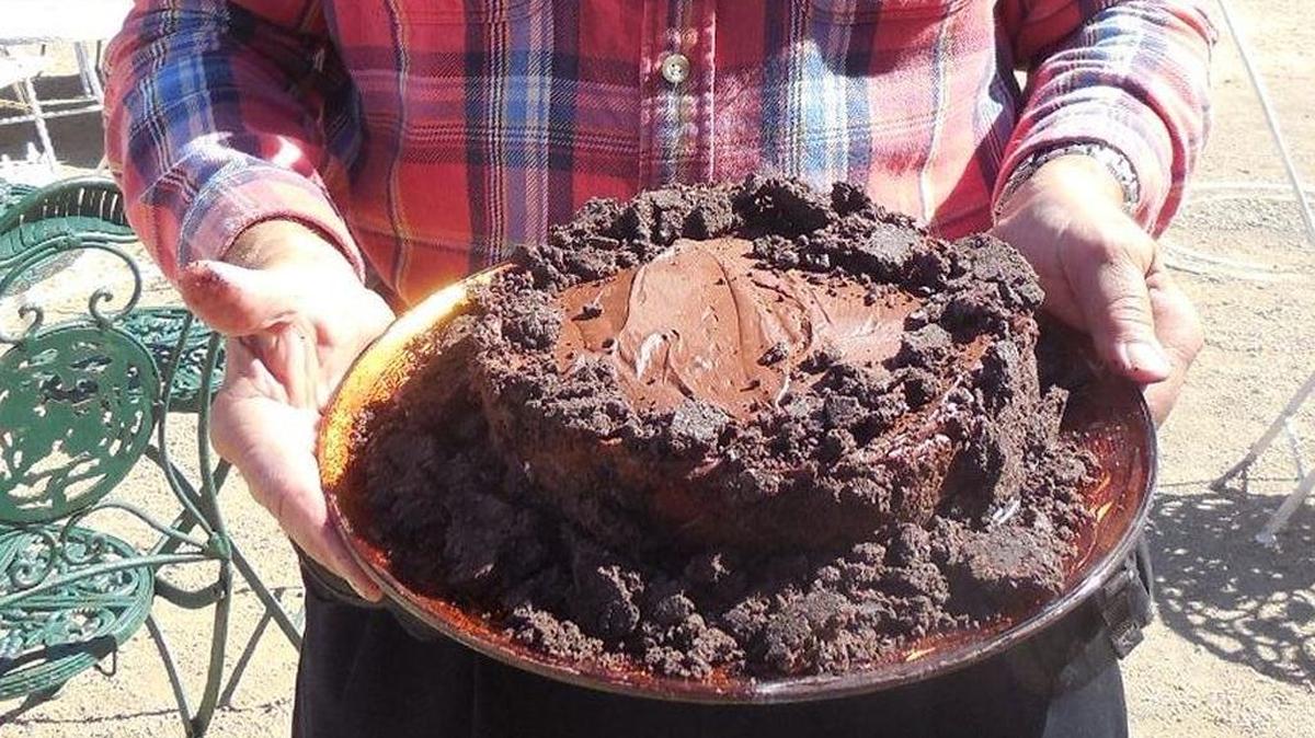 Richard Boothe proudly displays the dessert he has perfected over the years.