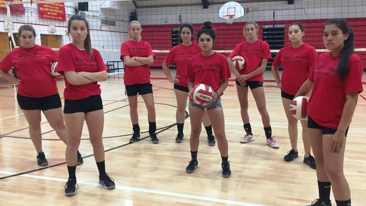 Coast Union’s 2017 varsity volleyball team: From left: Melody Robertson, Riley Volz, Ellie Kennedy, Halley Zinn, Gaby Cisneros, Karis Lawson, Kiana Valenzula, Angelique Gutierez. Not pictured: Ailyn Casas.