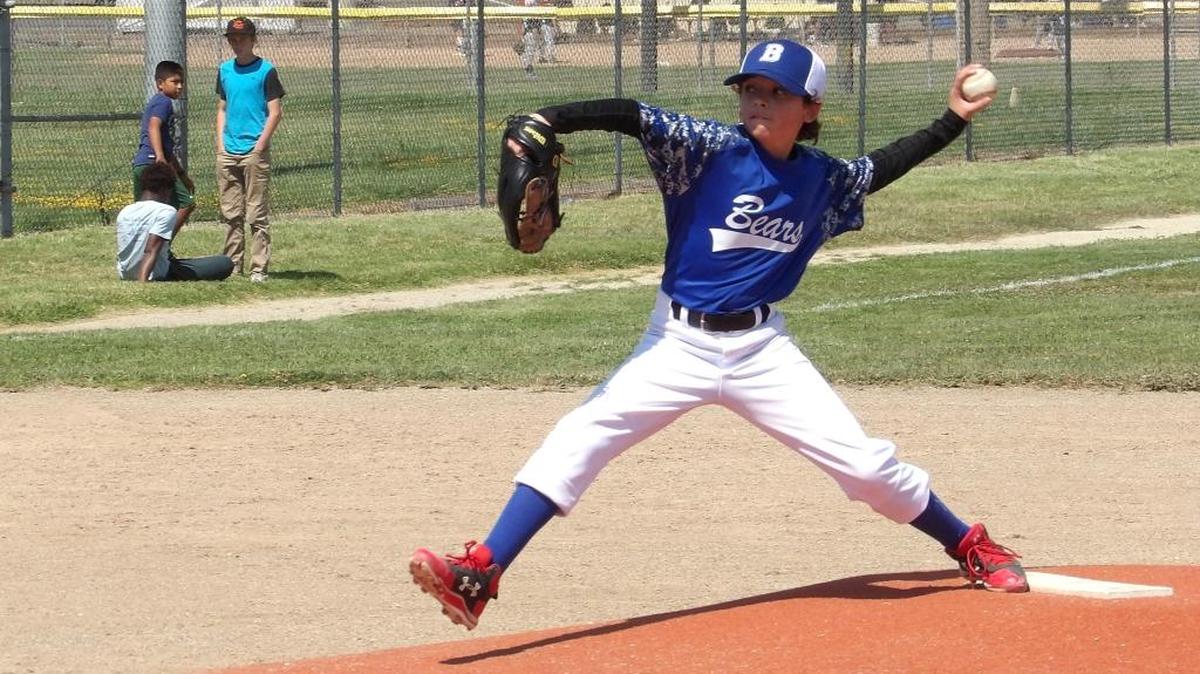 Robert Saunders, a Cambria Reds player, pitched for the Los Osos Bears in a tournament Saturday, July 22, at Leffingwell park.