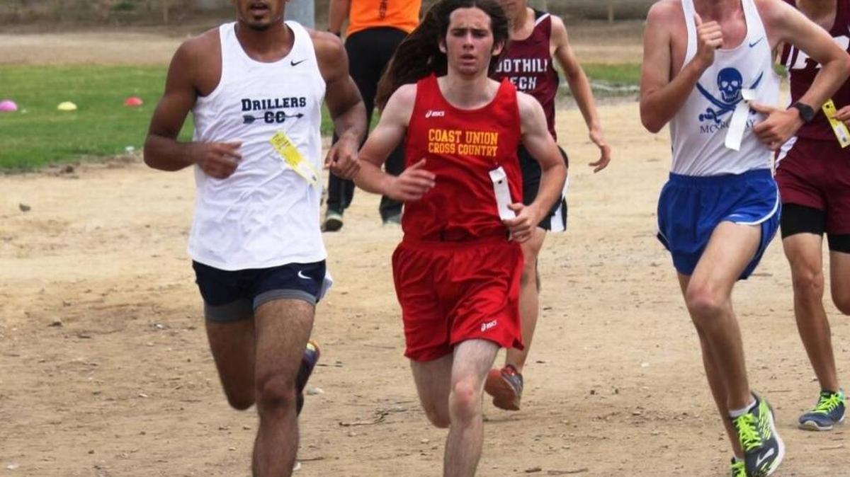Coast Union’s top runner, senior Paul Butterfield, leads the 2017 Bronco cross country team. Here, he competes in the 2016 Morro Bay Invitational.