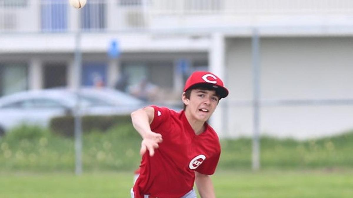 Cambria Reds pitcher Nate Markham tossed two effective innings against Nipomo on Saturday April 16. Here he works earlier in the season.