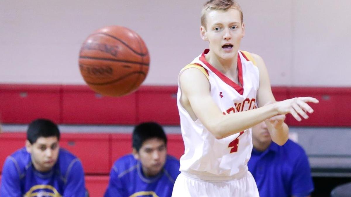 Nick Roper has been playing tenacious defense and assertive offense. Here he passes against Valley Christian Academy earlier this season.