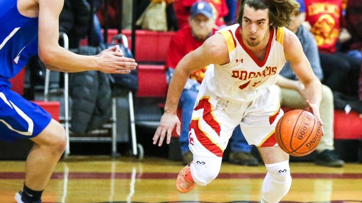 Senior Jez Lawson scored 310 points on the season and tossed in 17 points to lead Coast Union in the CIF semifinal loss to Sherman Indian High School on Friday, Feb. 24. Here, Lawson competes against Faith Baptist in the Broncos’ second-round CIF win.