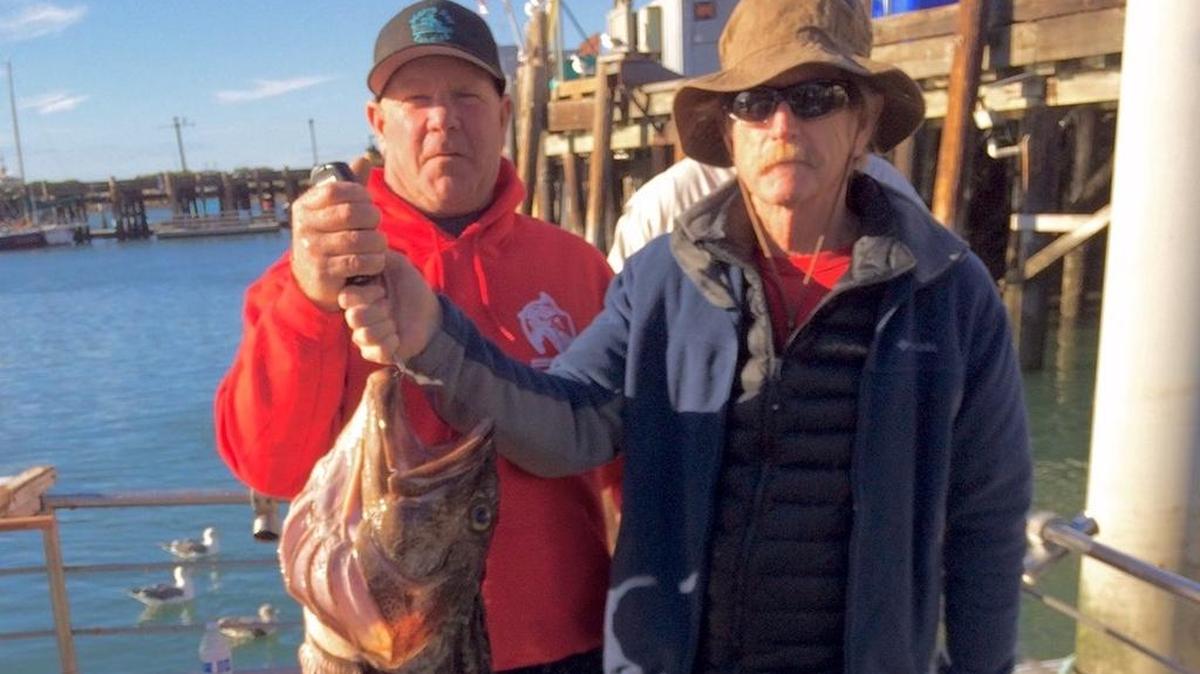 Capt. Brad Leage, left, with Allan Dean in 2016. Leage was fined $12,000 for violating fishing restrictions, the San Luis Obispo County District Attorney’s Office announced on March 4, 2024.