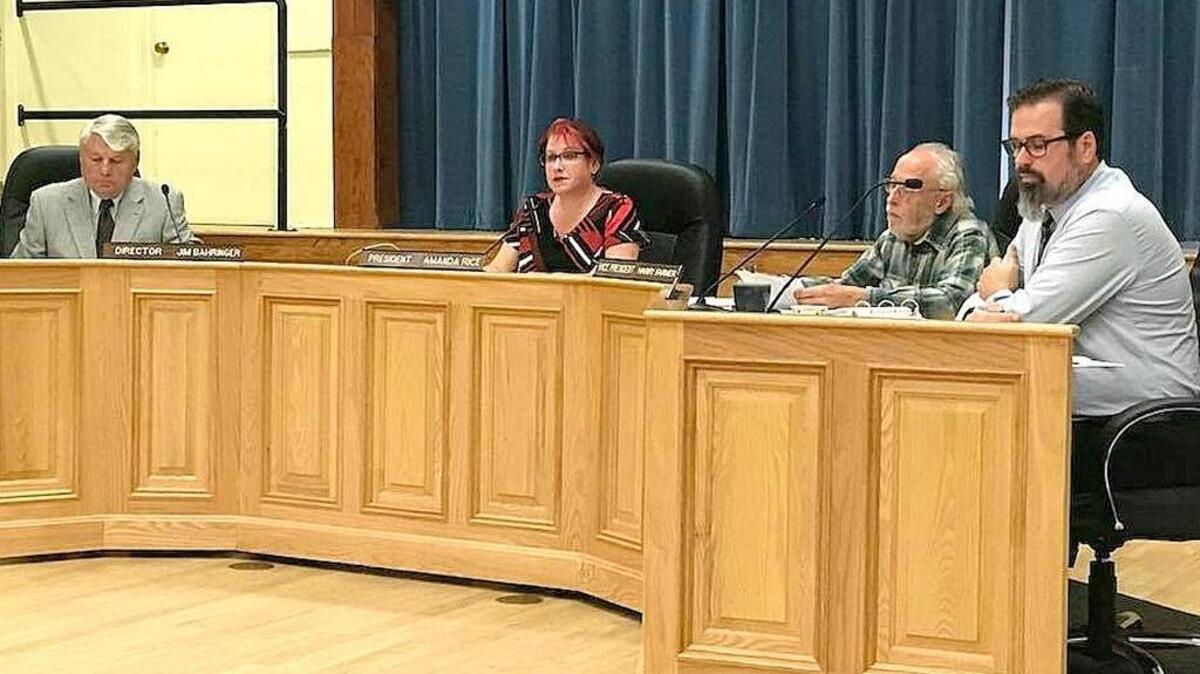 The four members of the Cambria Community Services District board hope to appoint a fifth member, replacing Greg Sanders, in December. From left: Director Jim Bahringer, President Amanda Rice, Vice President Harry Farmer and Director Aaron Wharton.