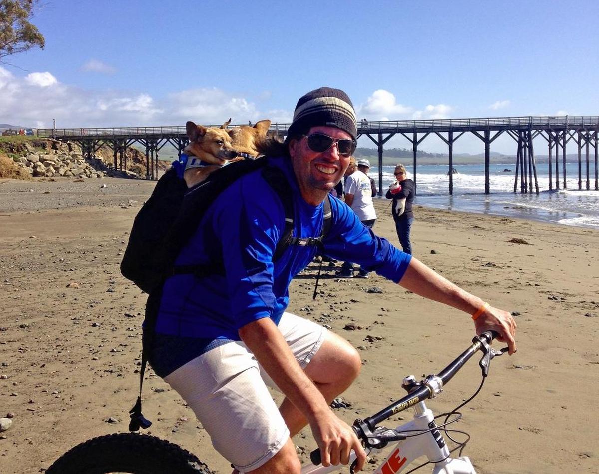 Cubby Cashen is seen on his bike at San Simeon Cove.