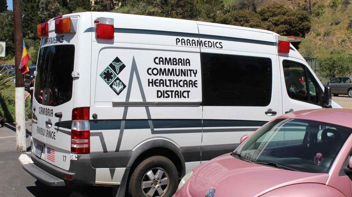 A CCHD ambulance is parked outside the Veterans Memorial Building in Cambria during the Chili Cook-Off and Car Show recently.
