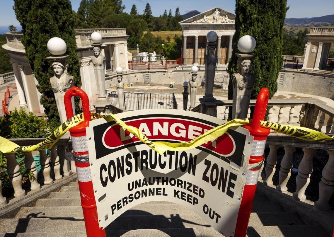 The Neptune Pool at Hearst Castle continues to undergo repairs. Officials hope to have the pool filled and ready for visitors this fall.