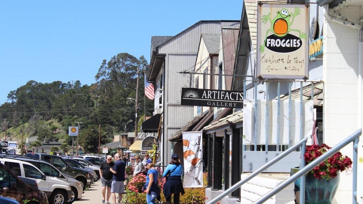 Plenty of shoppers and their cars could be seen on this spring day in Cambria’s West Village.