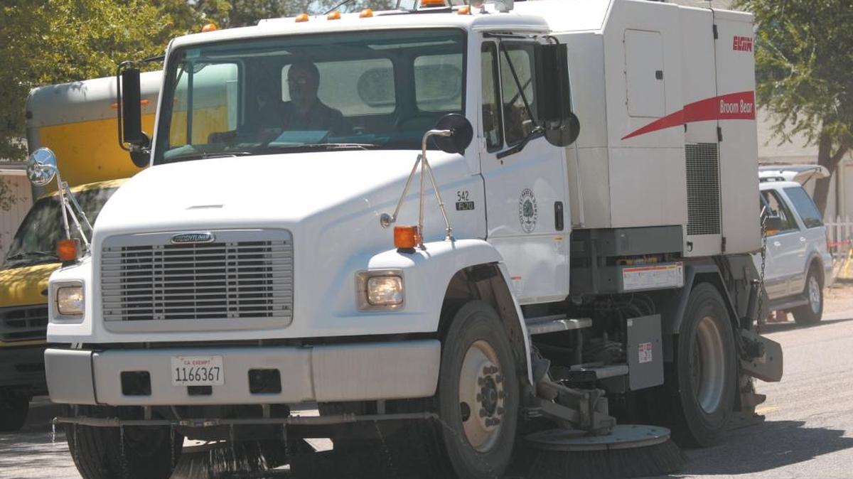 A street sweeper is seen in Paso Robles in 2009. County-hired street sweepers will hit the roadways of Cambria and San Simeon late this month.