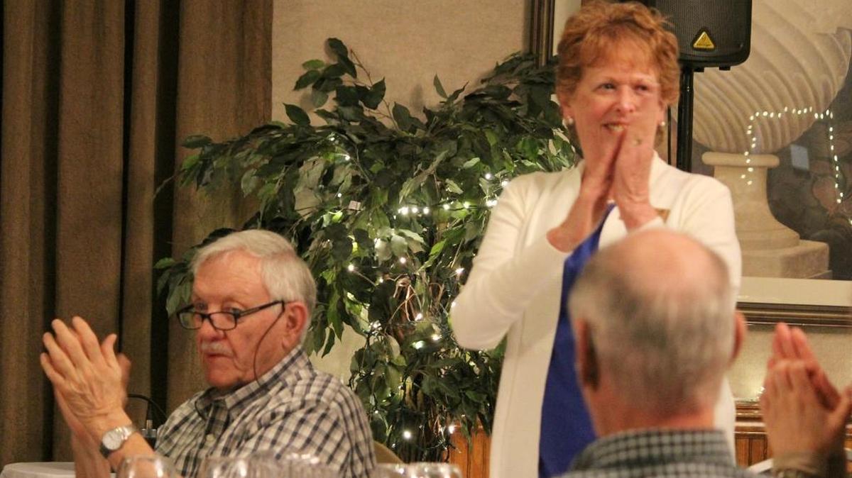 Roger and Sue Robinson applaud during the program Tuesday, Jan. 16, at Cambria Pines Lodge. They were honored later in the evening as Cambria Persons of the Year.