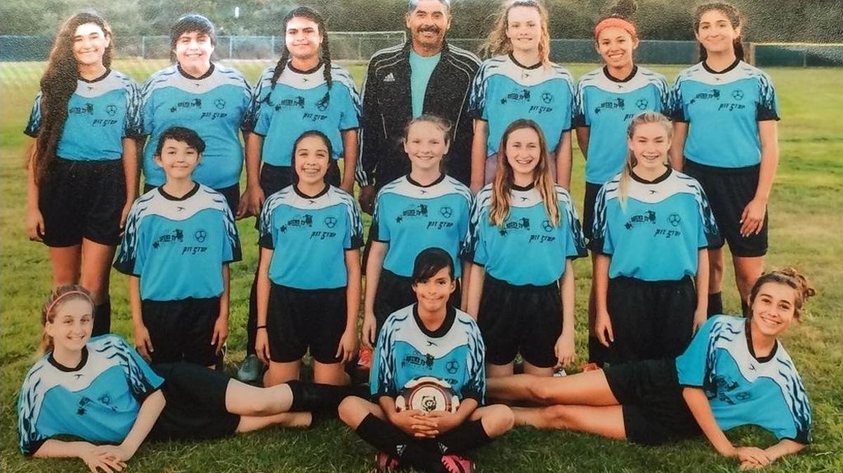 The 14-and-under Cambria girls soccer team, the Surges, won their league in this year’s CYAA soccer tournament Nov. 11. Top row (left to right): Alexa Aguilar, Marlem Cambron, Giselle Govea, coach Lorenzo Catalan, Lily Smith, Amy Colin and Ashlyn Faruzzi. Second row: Andrea Aguilar, Lizette Mireless, Rory Cloward, Riley Goldstein and Reese Tartaglia. Front row: Emmy Johnson, Alexa Govea, and Faith De La Cruz. Not pictured: Natalia Fernandez.
